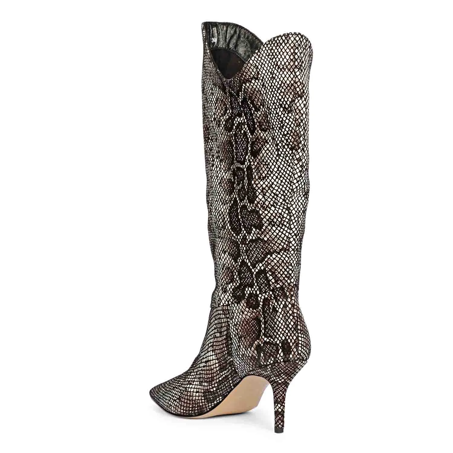 Saint Rocio Snake Print Brown Leather Calf Boots