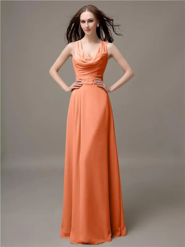 Shoulder Strap A-line Floor-Length Bridesmaid Dresses