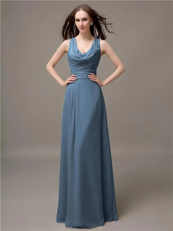 Shoulder Strap A-line Floor-Length Bridesmaid Dresses