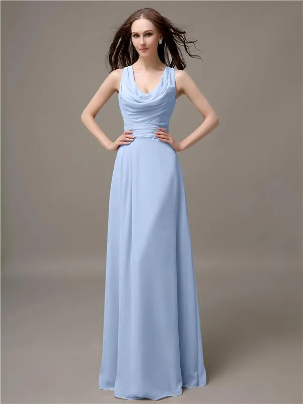 Shoulder Strap A-line Floor-Length Bridesmaid Dresses