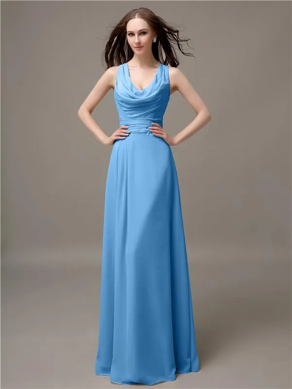 Shoulder Strap A-line Floor-Length Bridesmaid Dresses