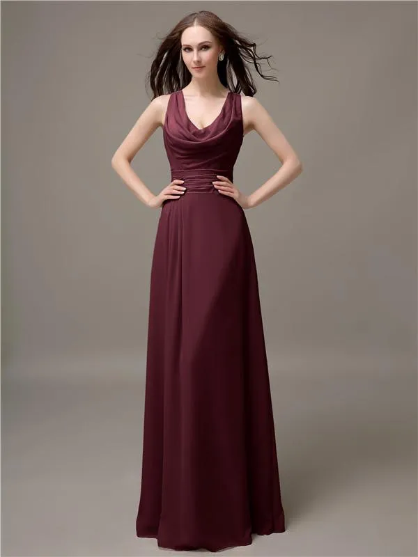 Shoulder Strap A-line Floor-Length Bridesmaid Dresses