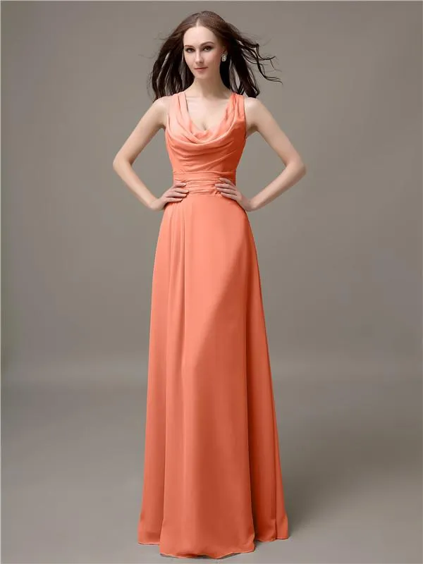 Shoulder Strap A-line Floor-Length Bridesmaid Dresses