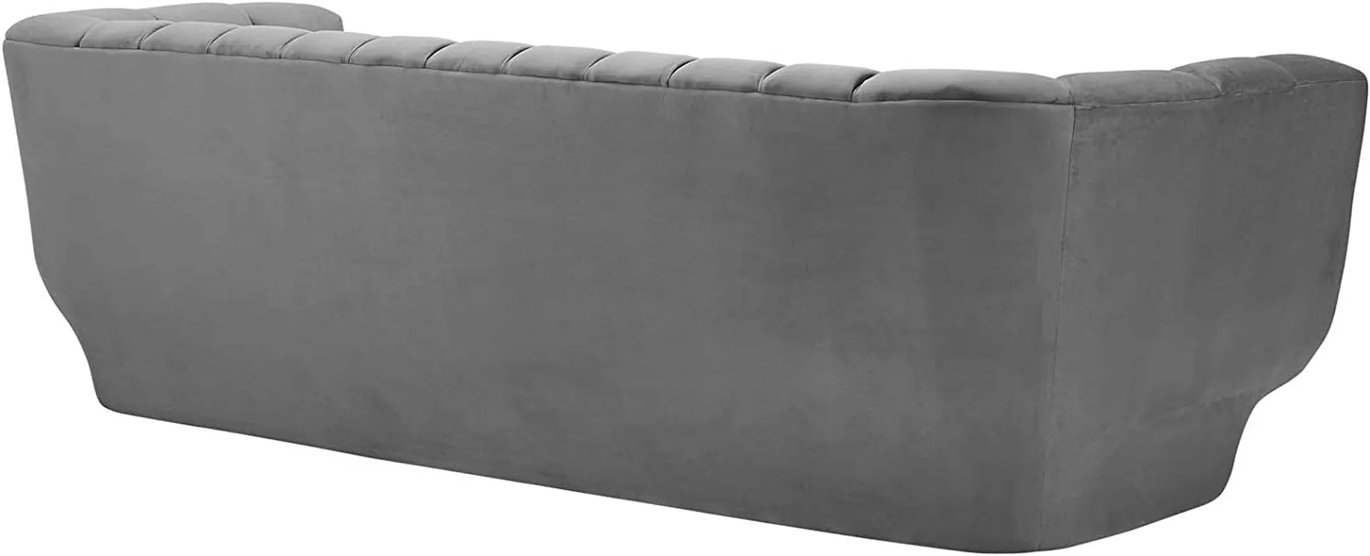 Sofa Entertain Vertical Channel Tufted Performance Velvet Couch in Gray