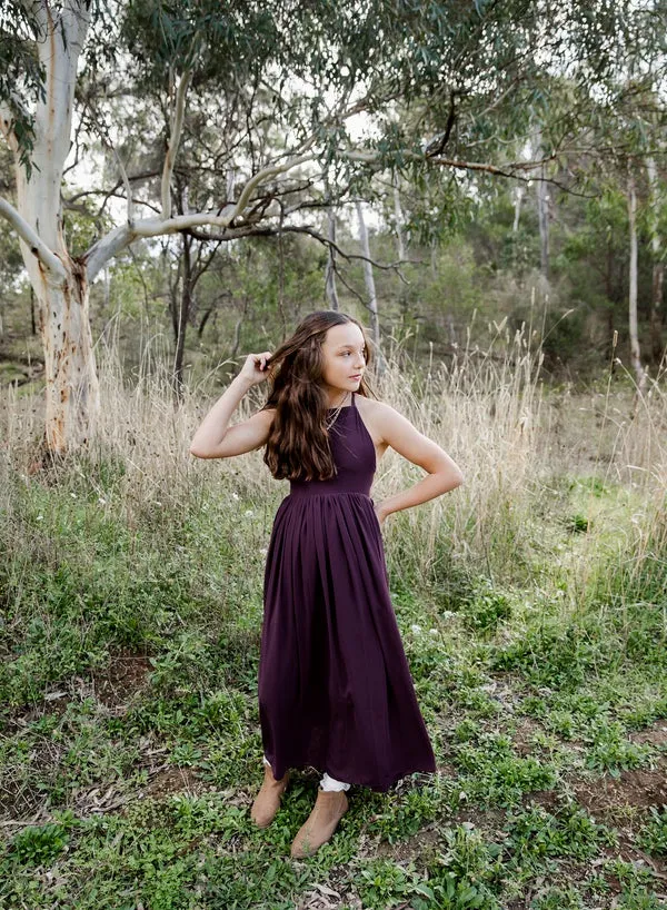 Sofia French Chiffon Grape Girls Dress