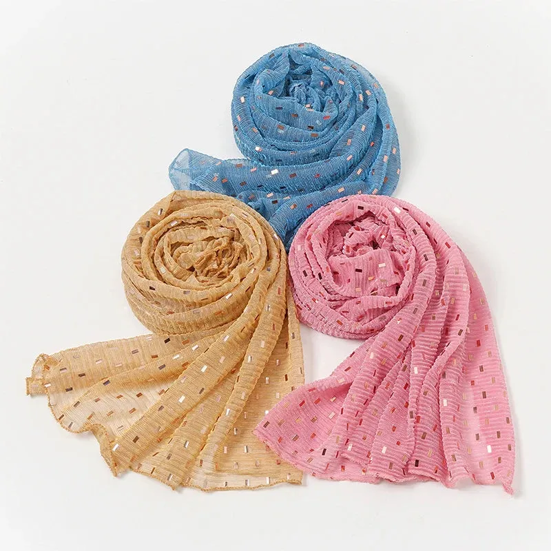 Solid Bubble Chiffon Glitter Shimmer Hijabs