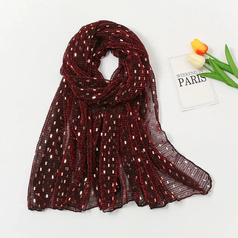 Solid Bubble Chiffon Glitter Shimmer Hijabs