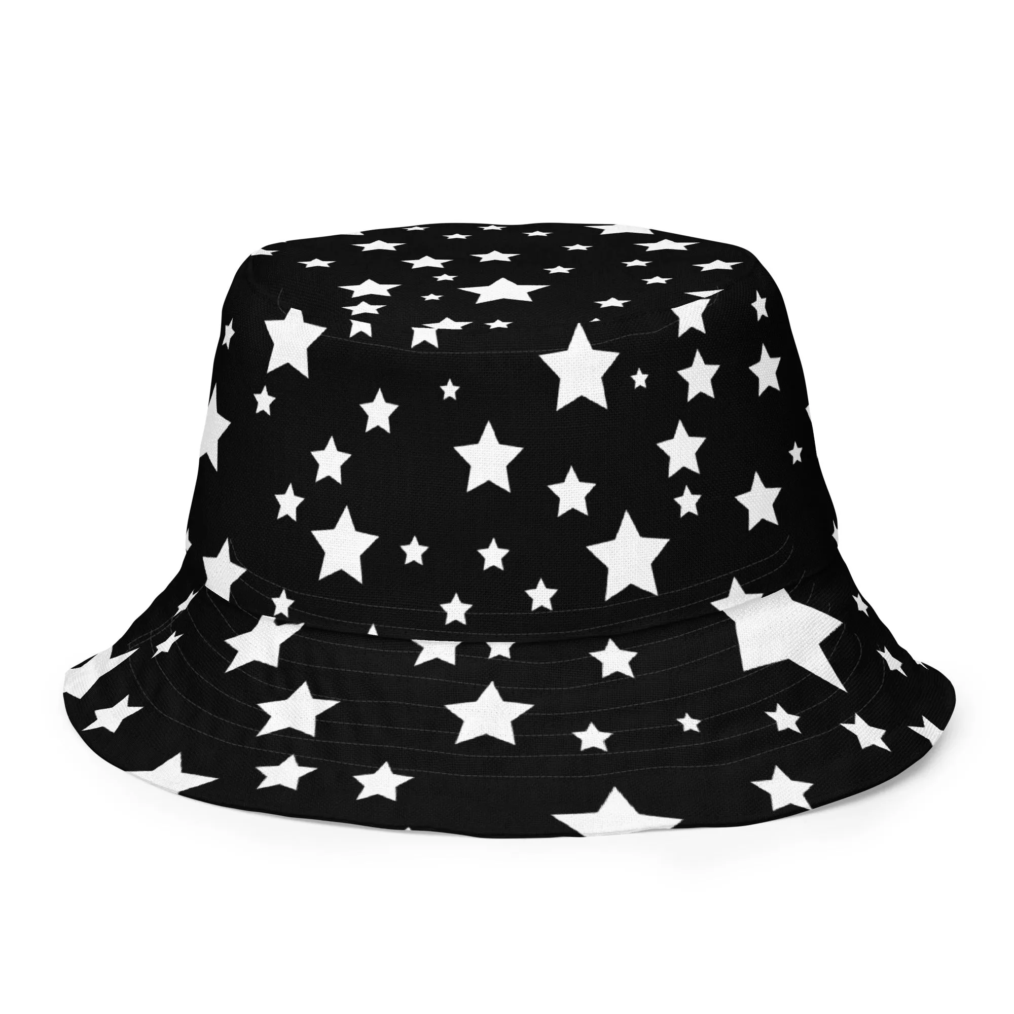 Starry Night Black and White Stars Bucket Hat, lioness-love