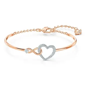 Swarovski Infinity Heart Bangle White, Mixed metal finish