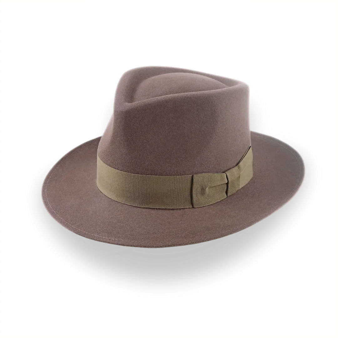 Taupe Brown Wide Brim Fedora For Men | The Sovereign