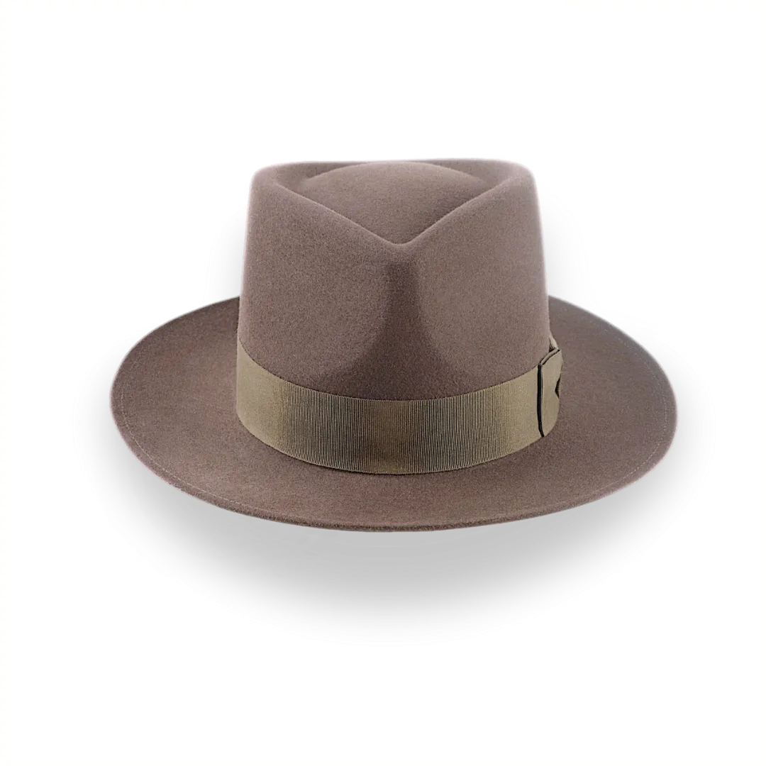 Taupe Brown Wide Brim Fedora For Men | The Sovereign