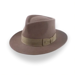 Taupe Brown Wide Brim Fedora For Men | The Sovereign