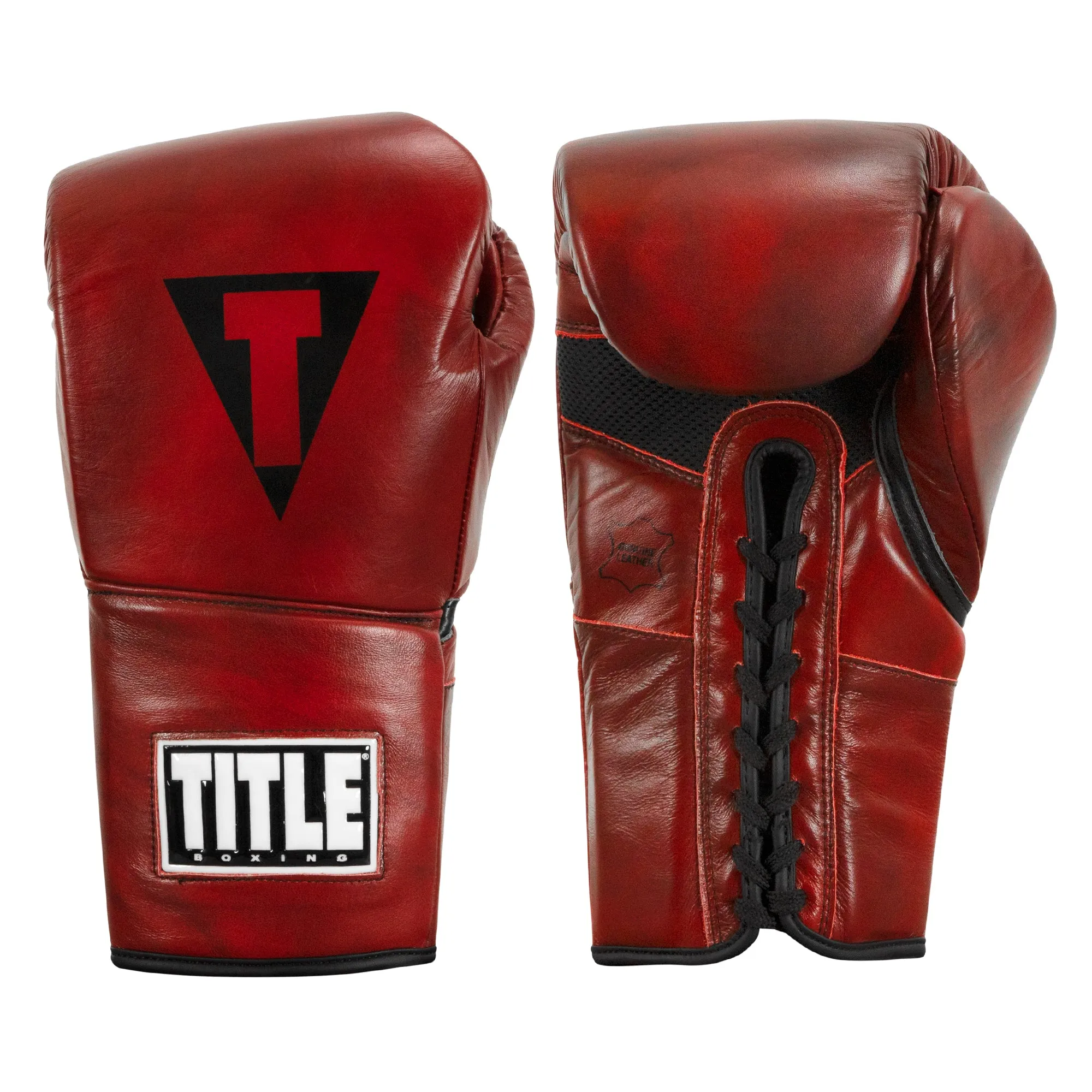 TITLE Boxing Blood Red Leather Sparring Gloves