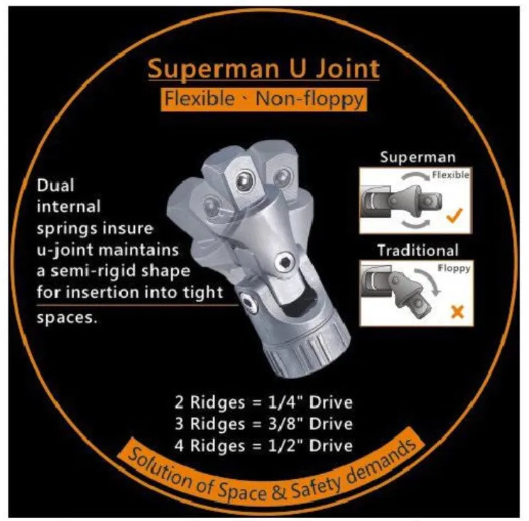 Triangle Superman Universal Joint Set 1/4", 3/8", 1/2" 3pcs