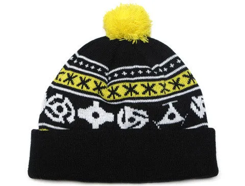 True 45 Pom Beanie Black/Yellow