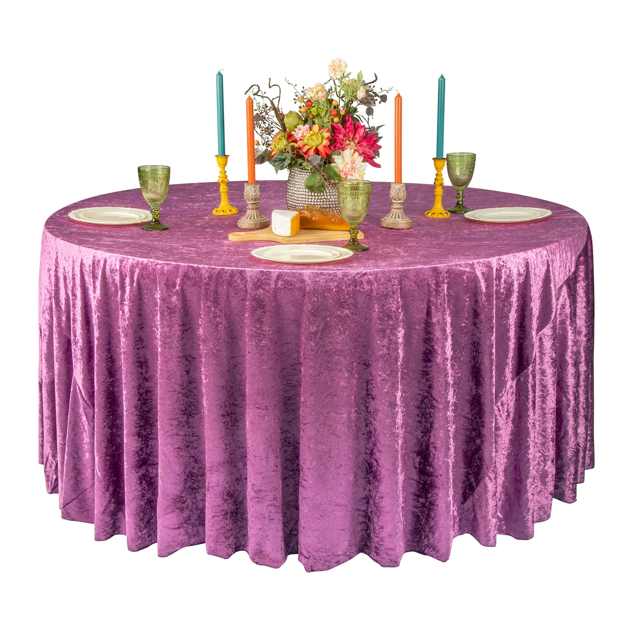 Velvet 132" Round Tablecloth - Violet