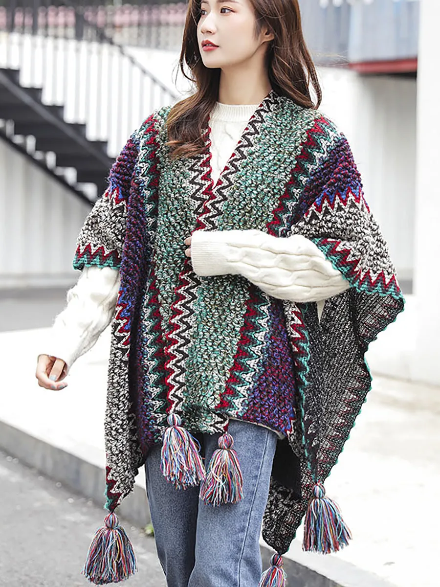 Winter Knitted Warm Tassel Scarf Shawl